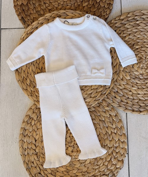 LEGGINS COTONE BIANCO ROUCHES